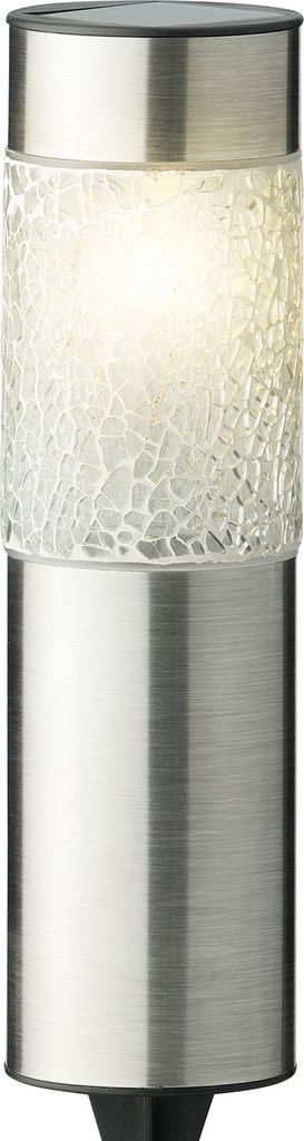 LED Solarleuchte Solarstecker 22cm Edelstahl Dauerbetrieb 6h warmweiß