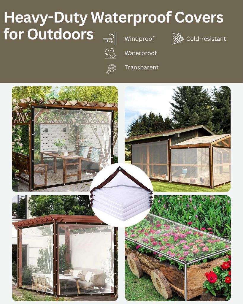 Amunpitic Bâche De Protection Extérieur 1x1.5m, Bâches Imperméable Avec Œillet, Pour Meubles De Jardin, Plantes, Serre, Protection De Vent Pluie Soleil, Résistant à La Déchirure