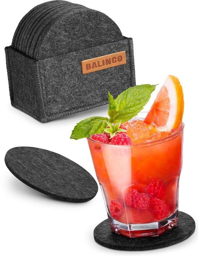 Balinco Vilt Onderzetters, Glazen Onderzetters, Vilt Onderzetters voor Dranken, Bar, Bekers, Glas, Hittebestendig, Biermatten met Vilt Houder, Set ...