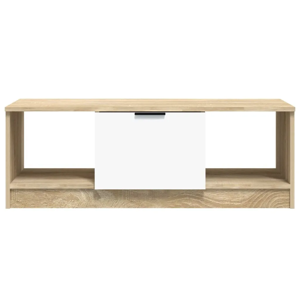 Table Basse Gain de Place Blanche et Chêne Sonoma Durable 102x50x36 cm