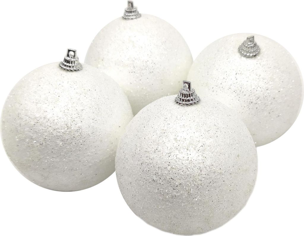 Weihnachtskugel mit Glitzer Ø8cm 4 Stück weiß Christbaumkugel Christbaumschmuck