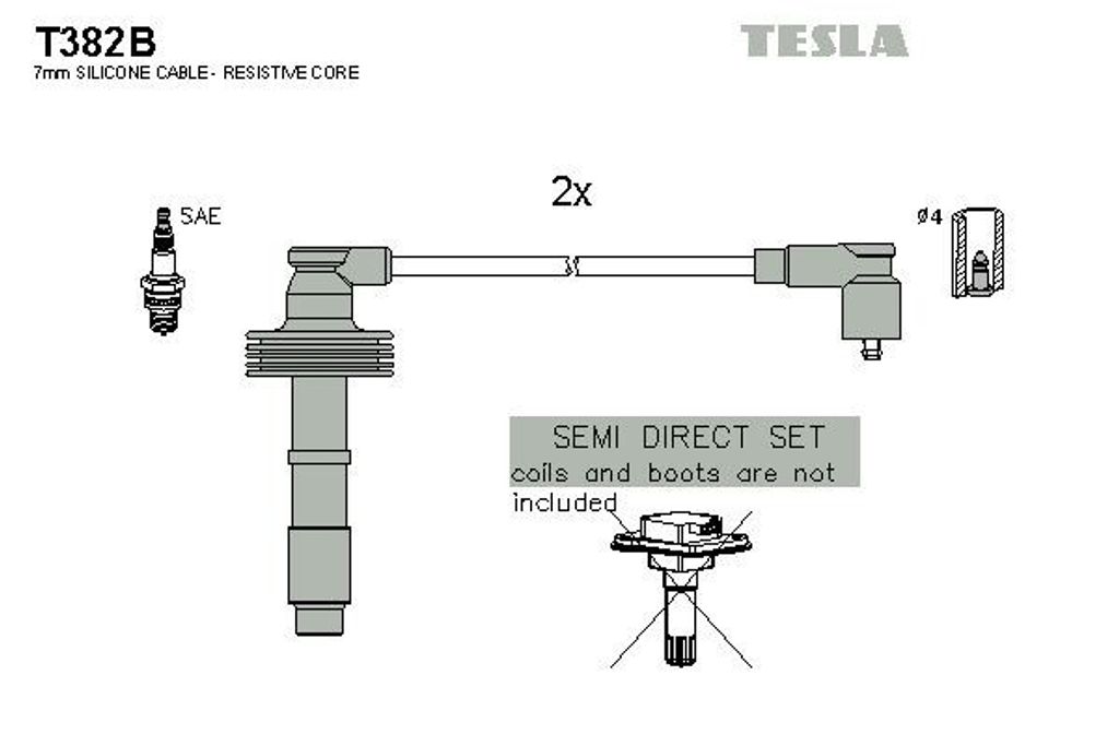 TESLA T382B Zündkabelsatz Zündleitungssatz für VOLVO V40 Kombi (645) S40 I (644)