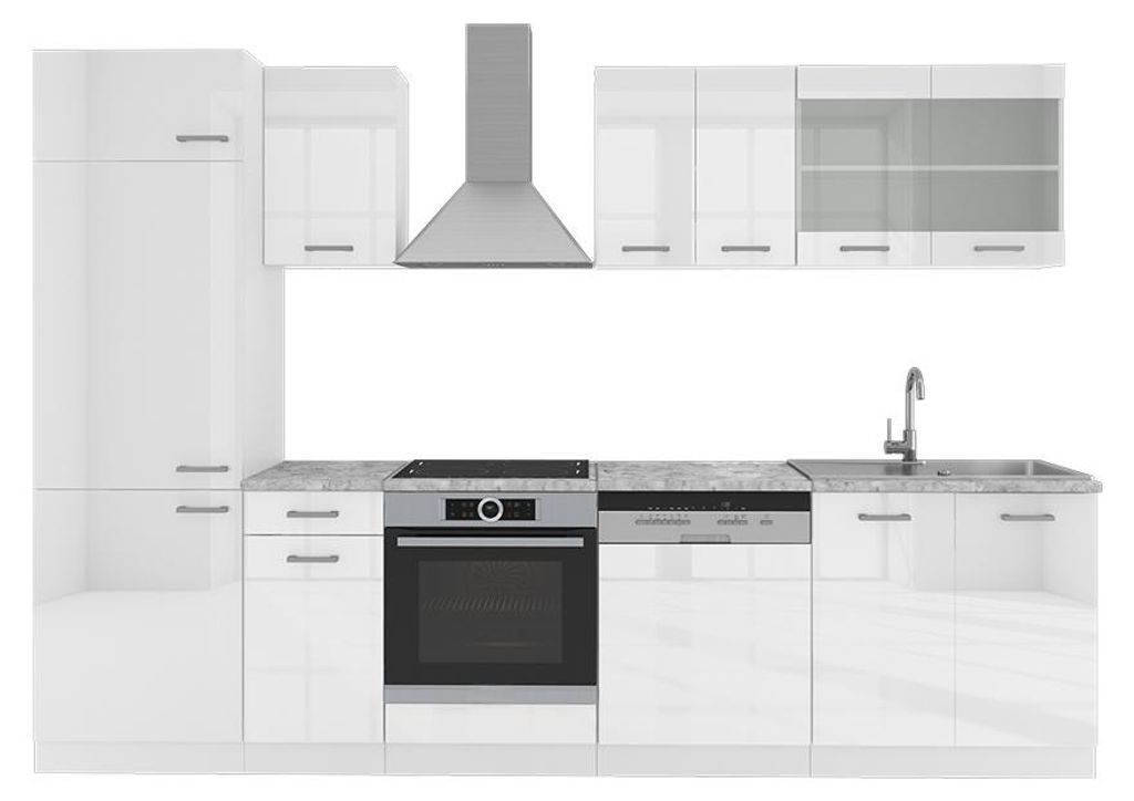 Küchenzeile Vicco R-Line Weiß Hochglanz/Weiß 300 cm ohne Produktbild 