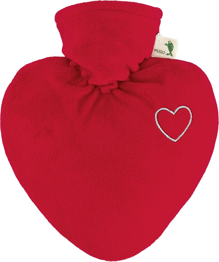 HUGO FROSCH 206 Wärmflasche Herz Velours, rot