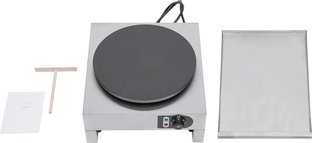 Crêpière électrique 40 cm 3 kW 220 V avec tablette coulissante inox