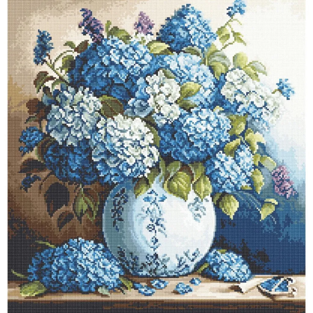 Kit Ricamo Luca-S Ortensie 20x21 - Tutto Incluso per il Tuo Hobby