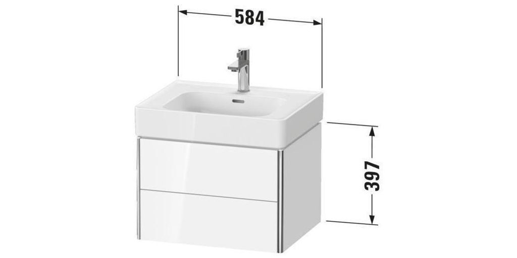 Duravit Waschtischunterschrank XSquare 58,4x47x39,7cm, 2 La, w matt, k EinrSy