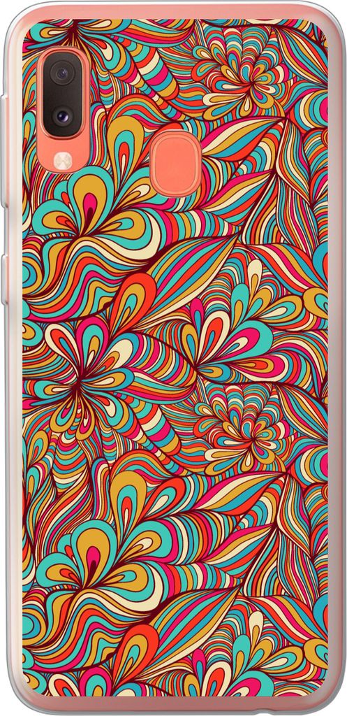 MuchoWow Handyhülle Schutzhülle Hülle für Telefoonhoesje Samsung Galaxy A20e Design - 70er Jahre - Fantasie - Farbe Silikon Softcase Handy H...