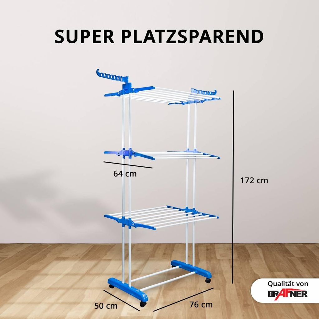 Grafner Wäscheständer Turm mit Rädern, klappbar und