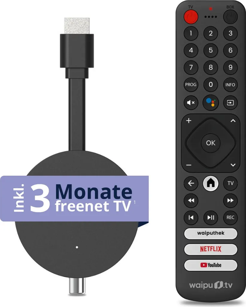 Décodeur TV Stick Hybride Freenet avec Bluetooth et télécommande noir