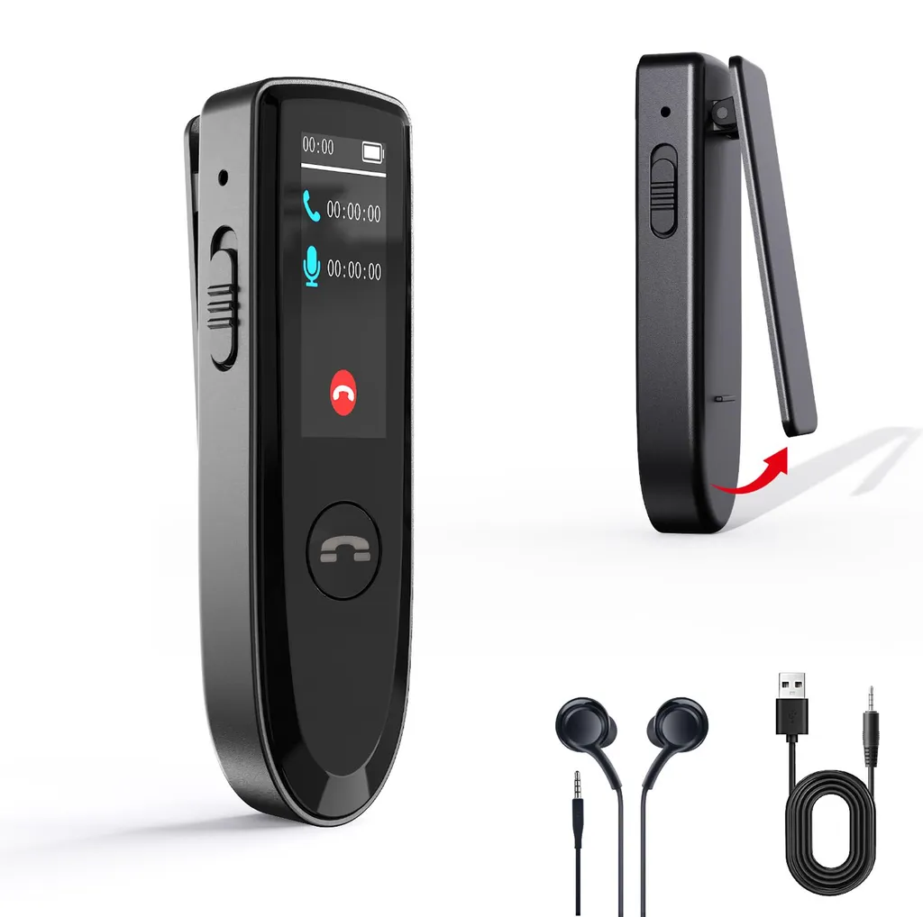 Enregistreur vocal pour réunions et appels, dictaphone Bluetooth 64 Go Clip