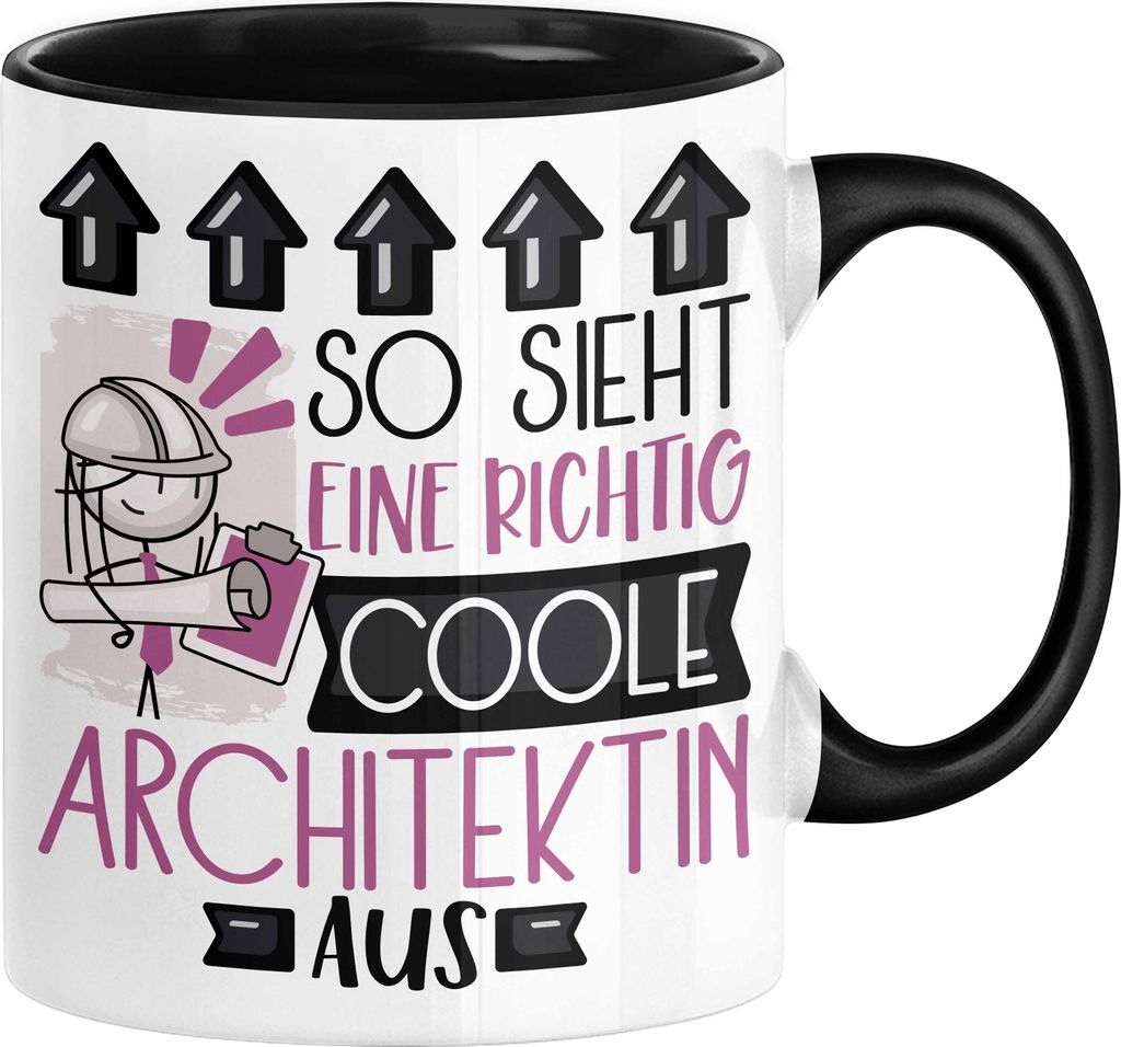 Architektin Geschenk Tasse Lustig Geschenkidee für Architektin Geburtstag So Sieht Eine Richtig Coole Architektin Aus Frauen Spruch (Schwarz)