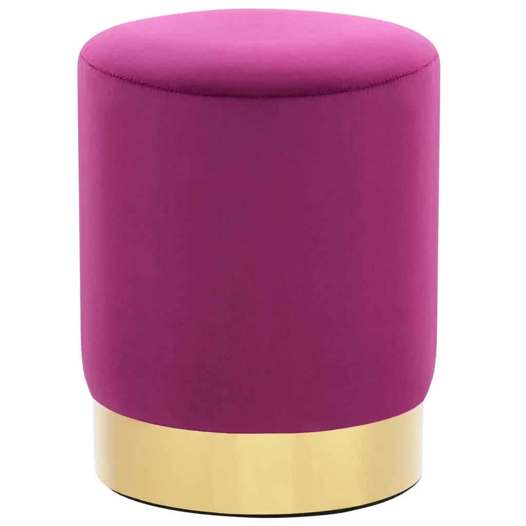 Pouf rond violet en velours et socle doré 28x36 cm assise d'appoint