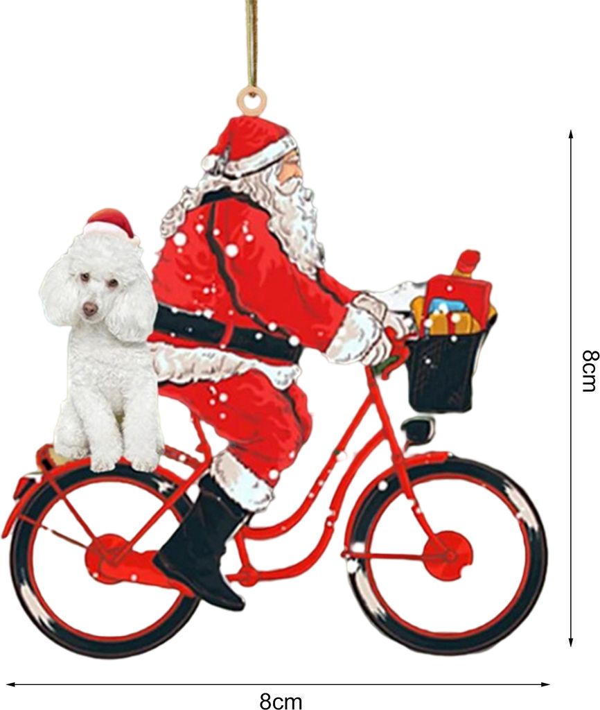 Weihnachtsschmuck, auffällige kreative Form, Acryl, Weihnachtsmann, Fahrrad, Hund, Weihnachtsbaum-Anhänger für Zuhause