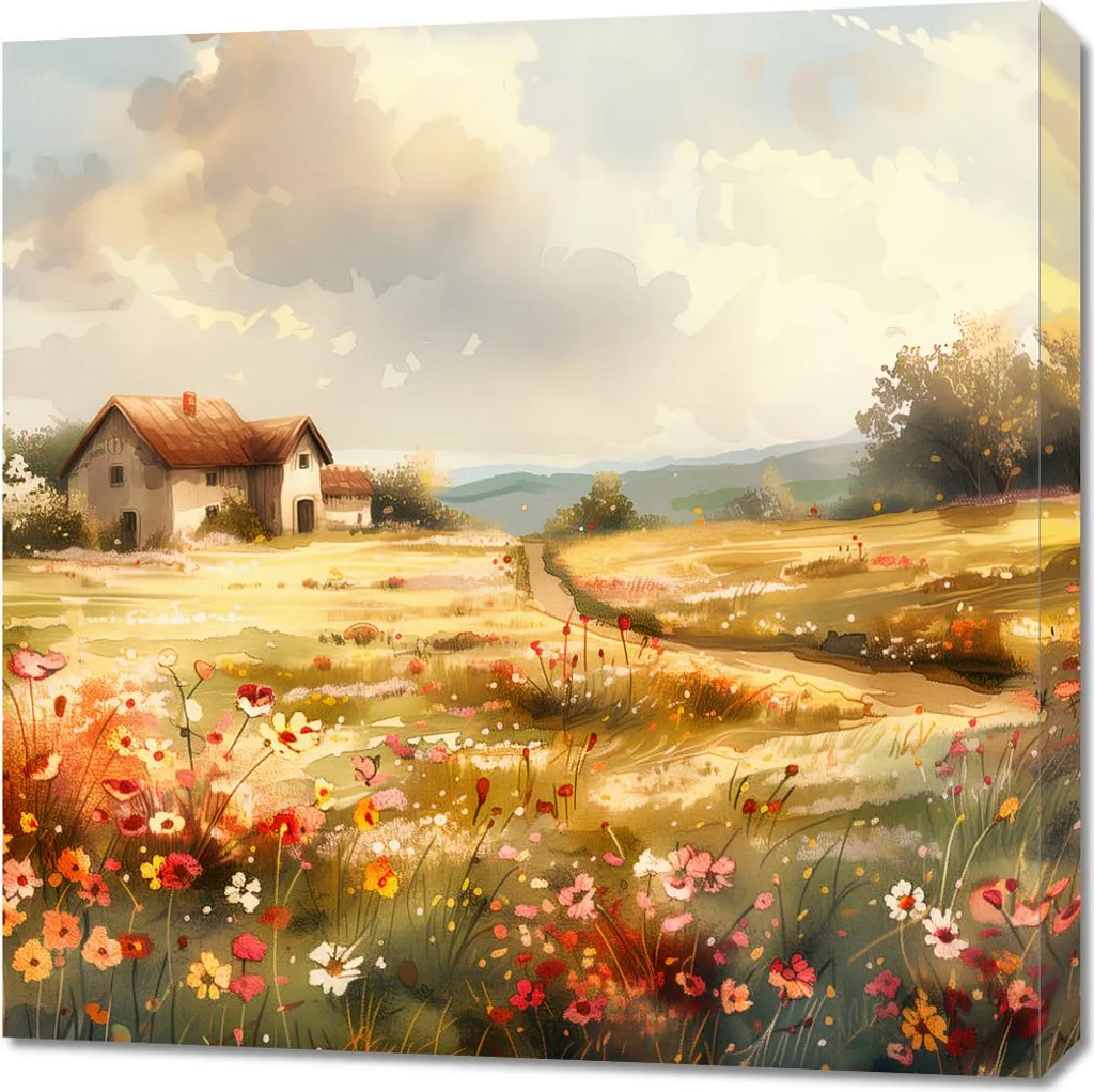 Tableau Image 70 x 70 cm Maison idyllique - Déco Murale Carrée Salon