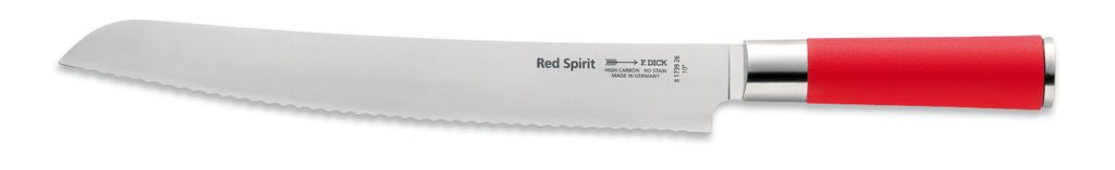 Dick Brotmesser Red Spirit Messer Klinge 26 cm, Kochmesser Stahl, Wellenschliff