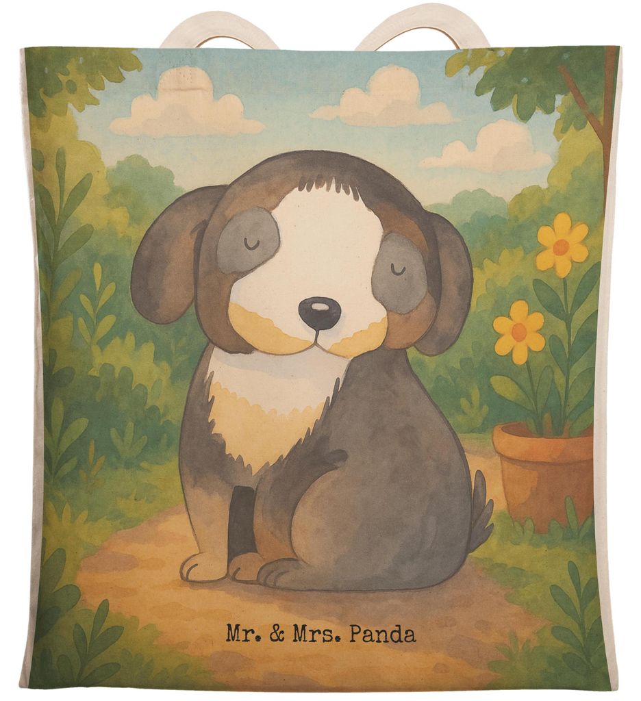 Mr. & Mrs. Panda Tote Bag Hund Entspannen Design - Weiß - Geschenk, Beutel, Süß, Flauschig, Stofftragetasche, Einkaufstasche, Liebe, Tasche, Spr...