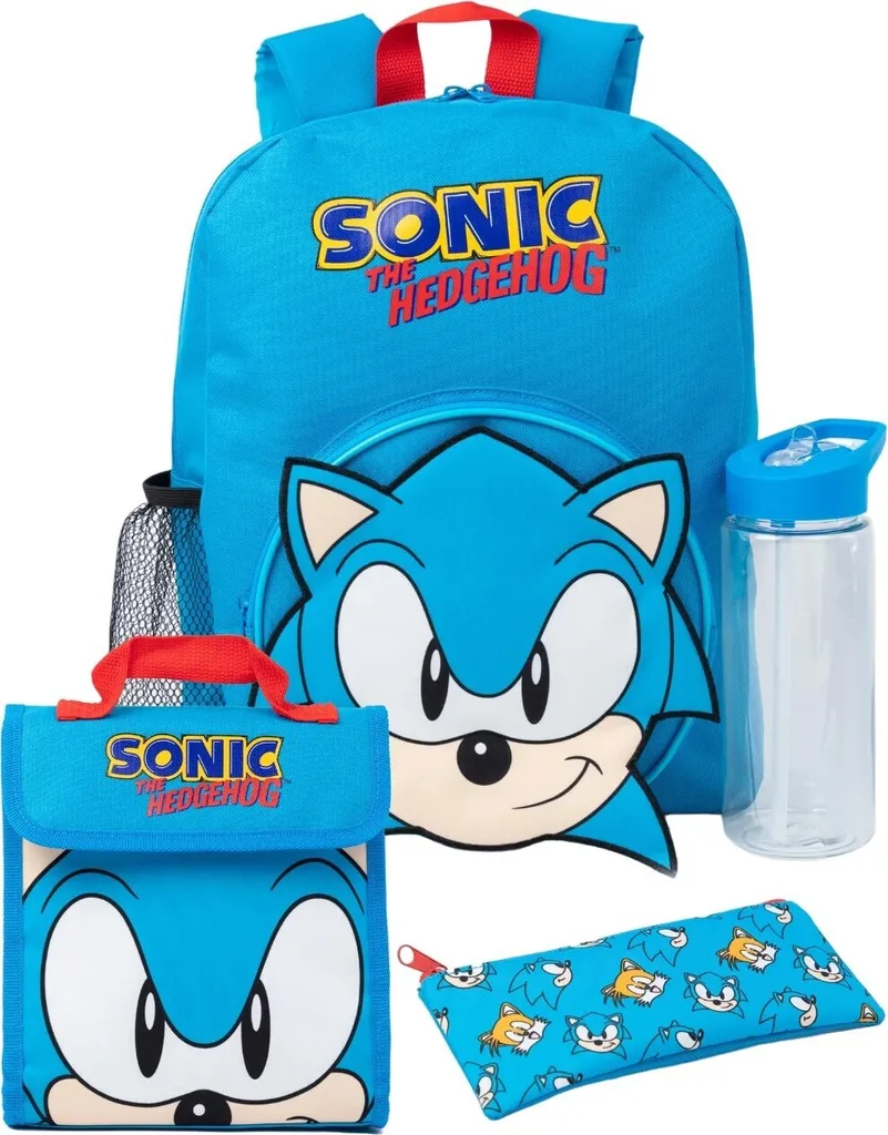 Sonic The Hedgehog Sac à dos Logo Set NS7435 Bleu et Rouge Taille Unique