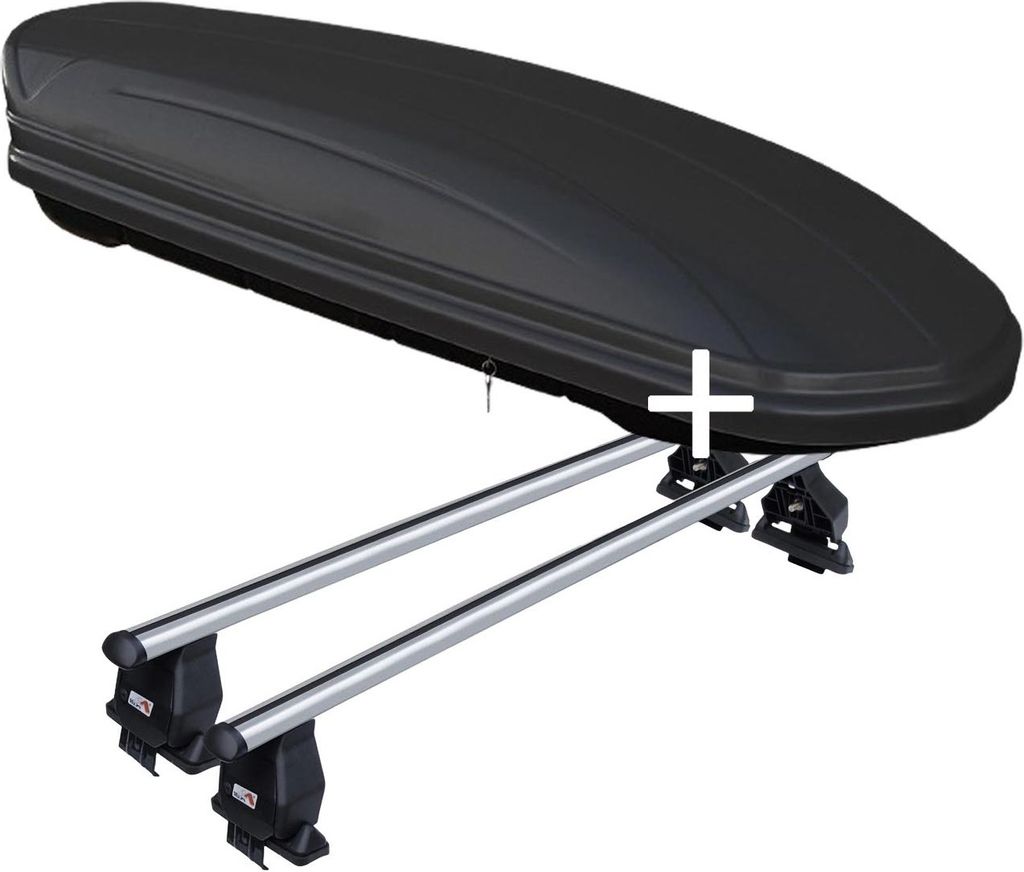 Dachbox VDPMAA320 320 Liter abschließbar schwarz matt + Dachträger Tema kompatibel mit koda Fabia III (NJ) Wagon/Break ab 15 Alu