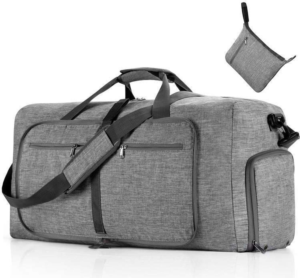 Zusammenklappbare Hand-Reisetasche, Uni Sporttasche Fitness-Reisetasche, 85L Großer Kapazität Reisetaschen, Farbe: Grau