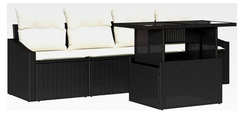 Garten-Sofa-Set aus Poly-Rattan mit Glasplatte - Modernes Design für den Außenbereich