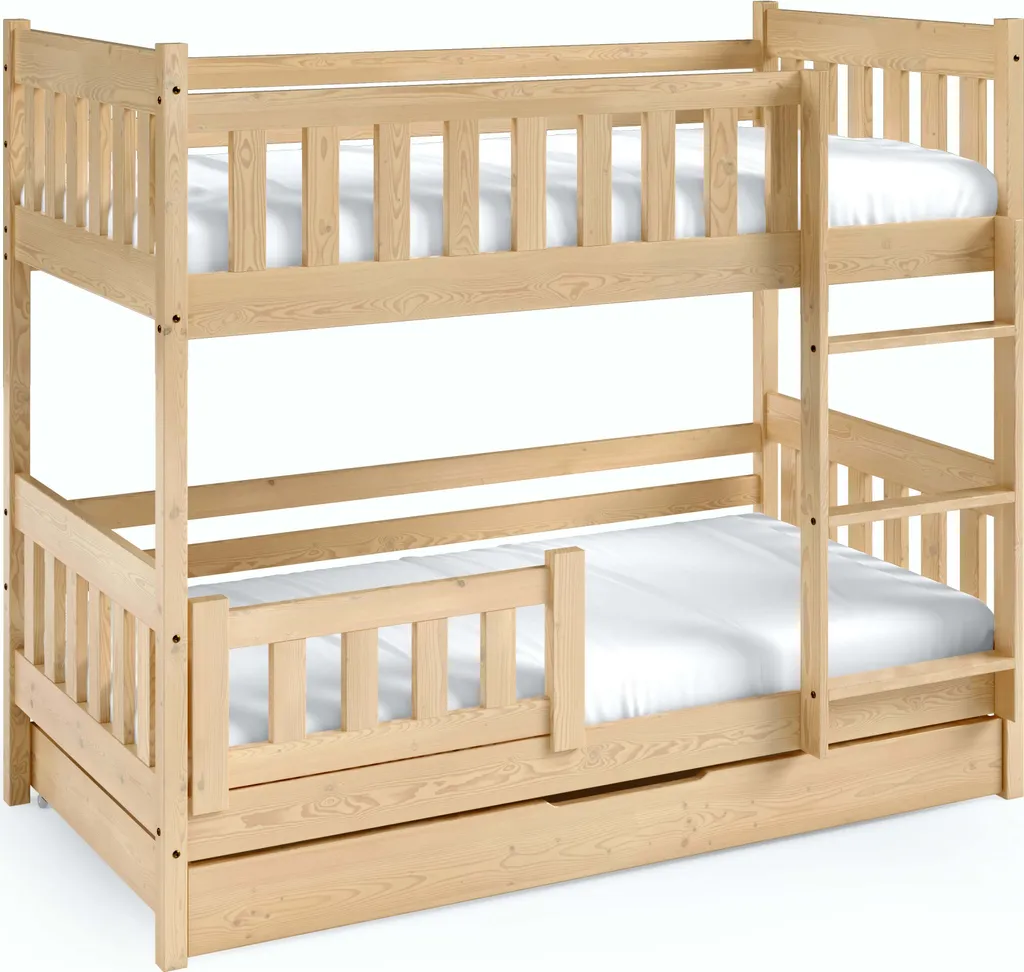 Lit superposé Lila FURNLUX Beige 80x160 cm pour chambre d'enfant moderne