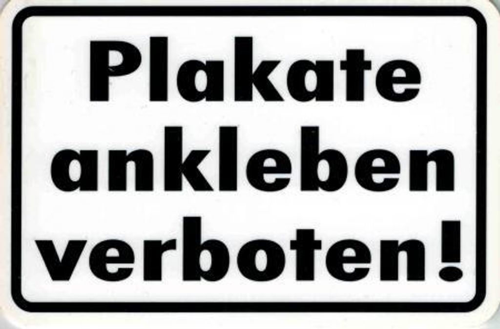 Verbotsschild - PLAKATE ANKLEBEN VERBOTEN - Gr. 15 x 10 cm - 308154