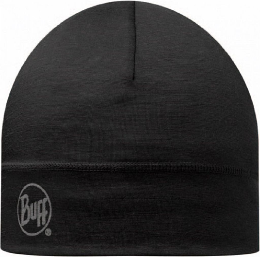 BUFF MERINO HAT, Naturfaser, eine Lage 100% Merino-Wolle, schwarz
