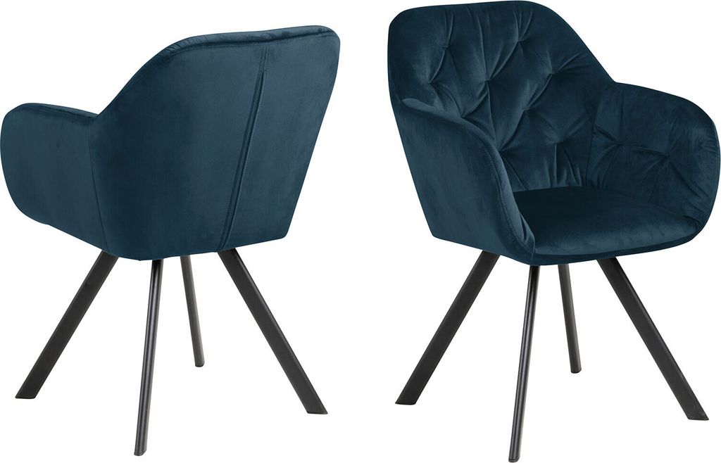 Armstuhl Esszimmerstuhl Loungestuhl Polsterstuhl Küchenstuhl Stuhl "Lorin I" Marineblau