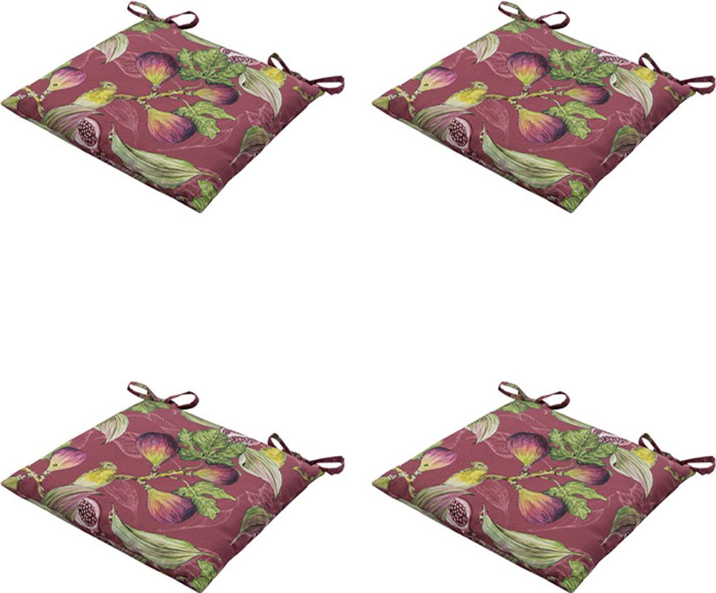 Madison - Sitzkissen - Jasmine Bordeaux - 46x46 - Rot - 4er Set