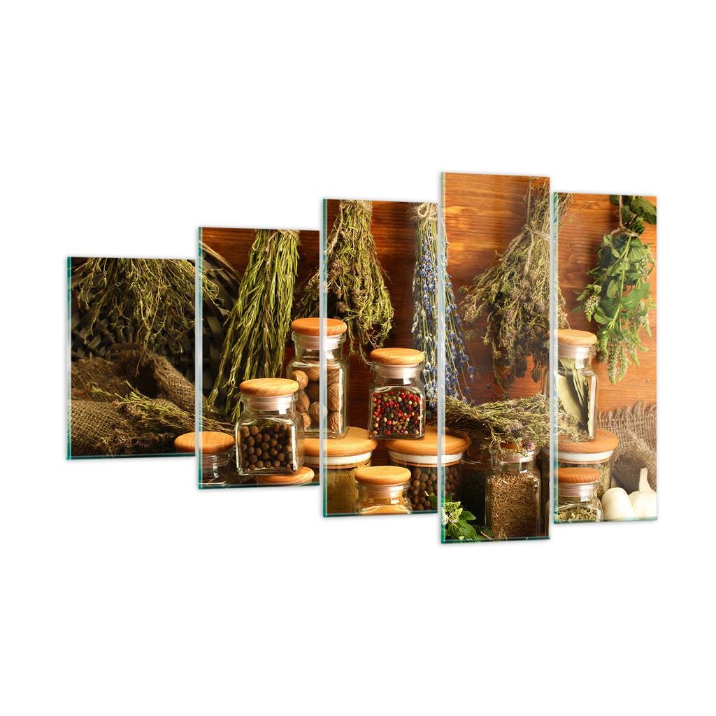 Bilder auf glas - Aromatisch duft flasche kräuter - 100x60cm - Glasbilder - Wandbilder - Kunstdruck - zum Aufhängen bereit - Wanddekoration aus G...