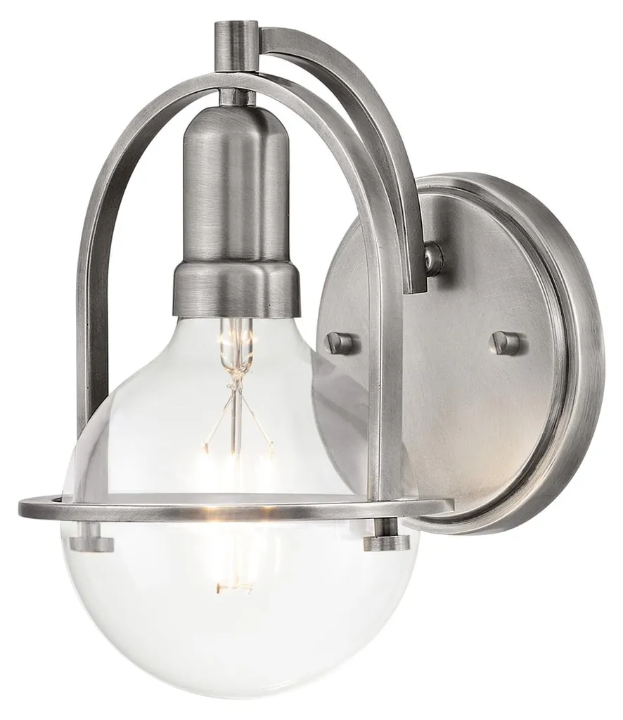 Applique murale pour couloir et chambre - Acier nickel hauteur 23 cm
