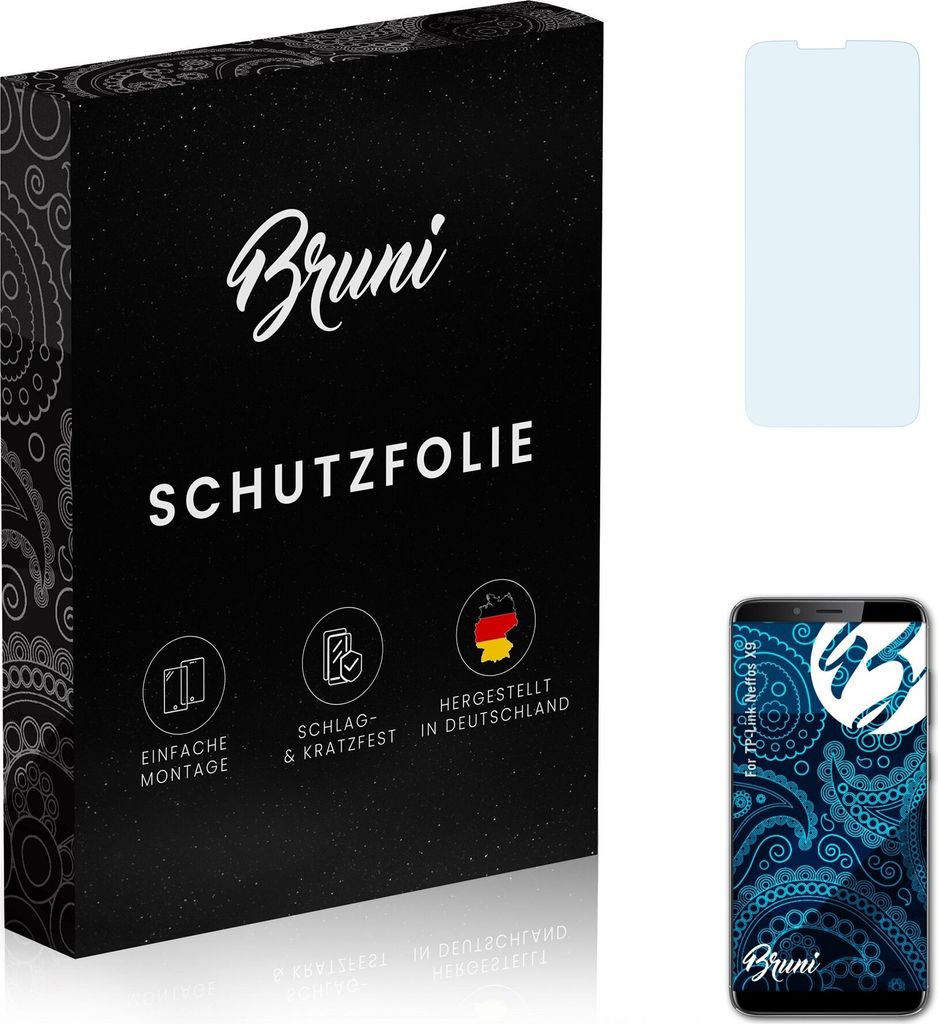Bruni Basics-Clear 2x Schutzfolie kompatibel mit TP-Link Neffos X9 Folie
