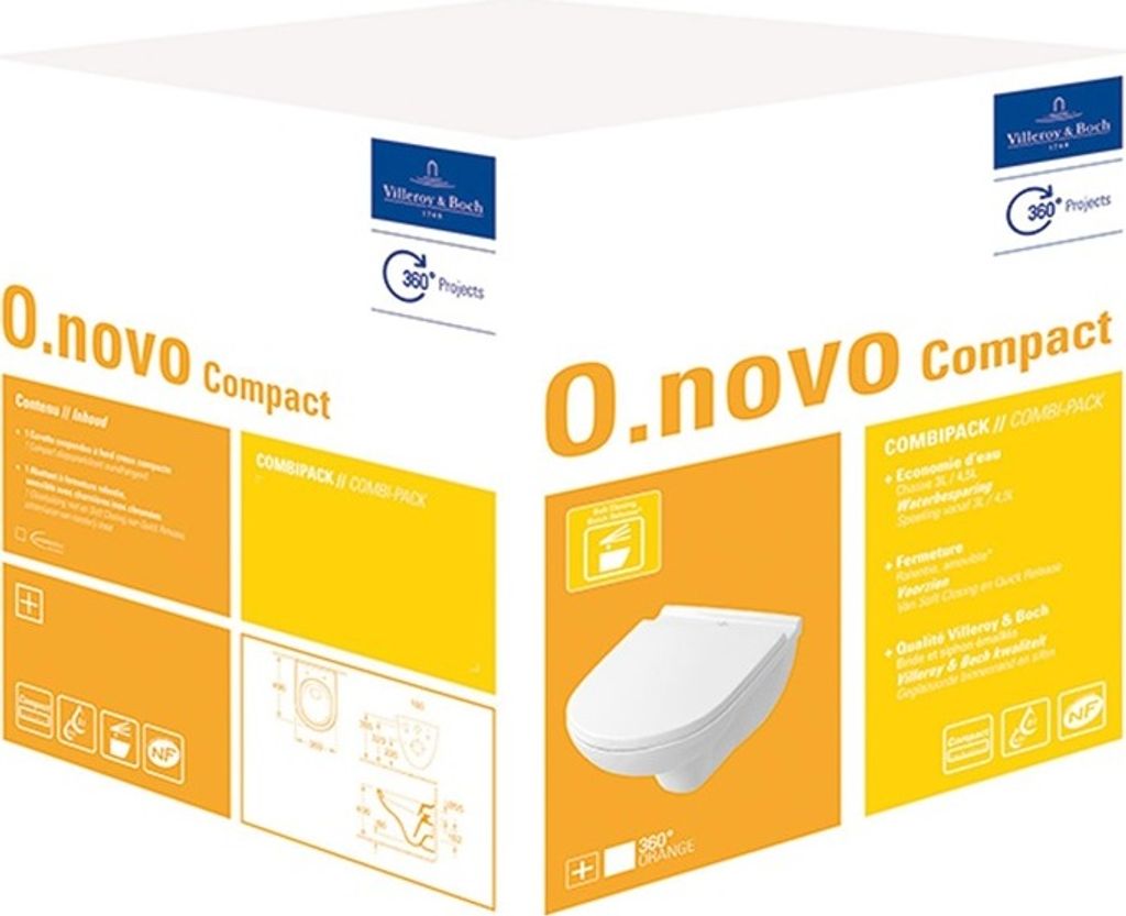 Villeroy & Boch V&B Combi-Pack O.NOVO inkl Wand-WC t u WC-Sitz we C+