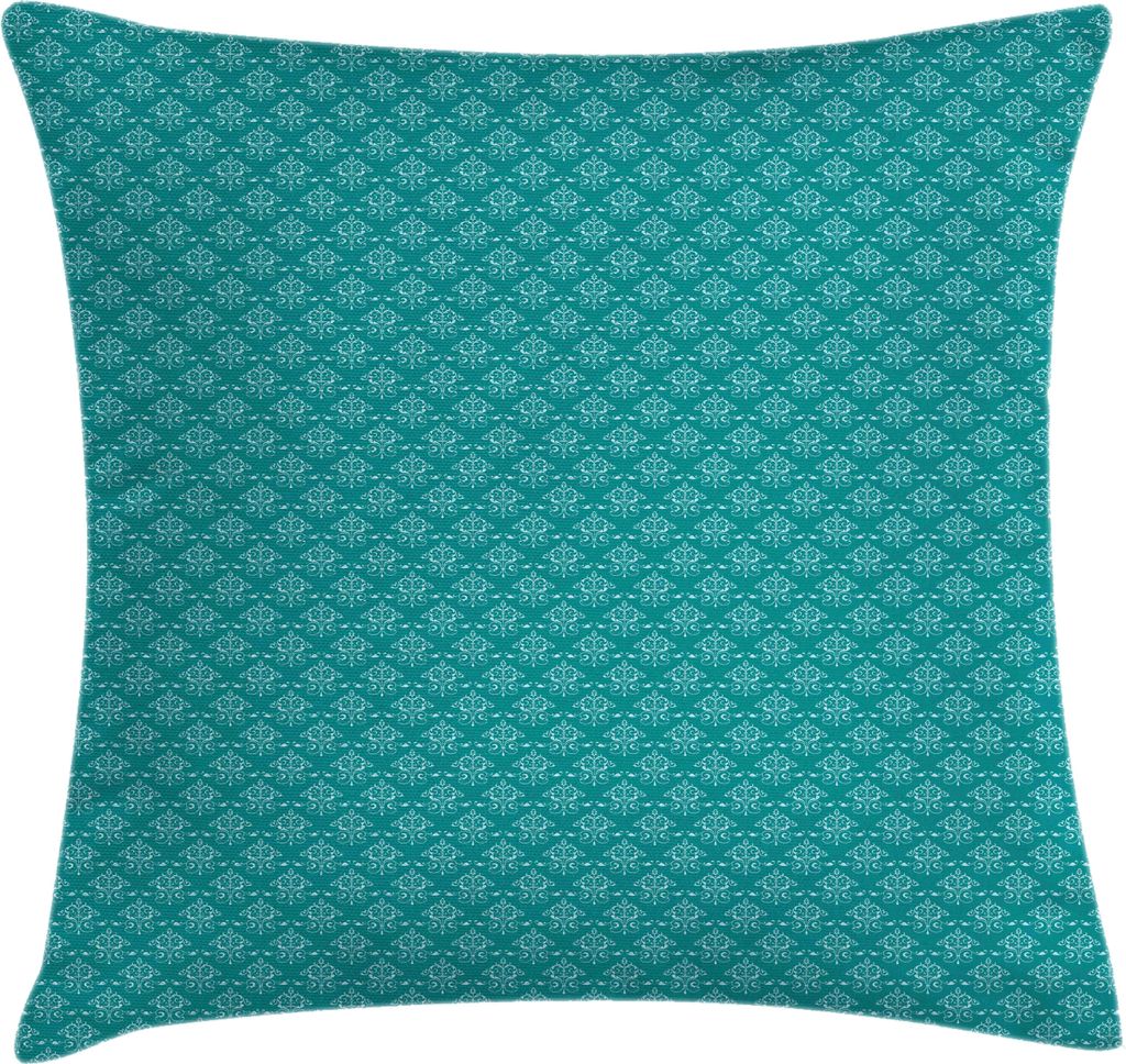 ABAKUHAUS viktorianisch Kissenbezug, Repetitive Floral Ornamentals Kurvige Blossom inspirierte Motive Illustration, 45 x 45 cm, Teal und Blassblau