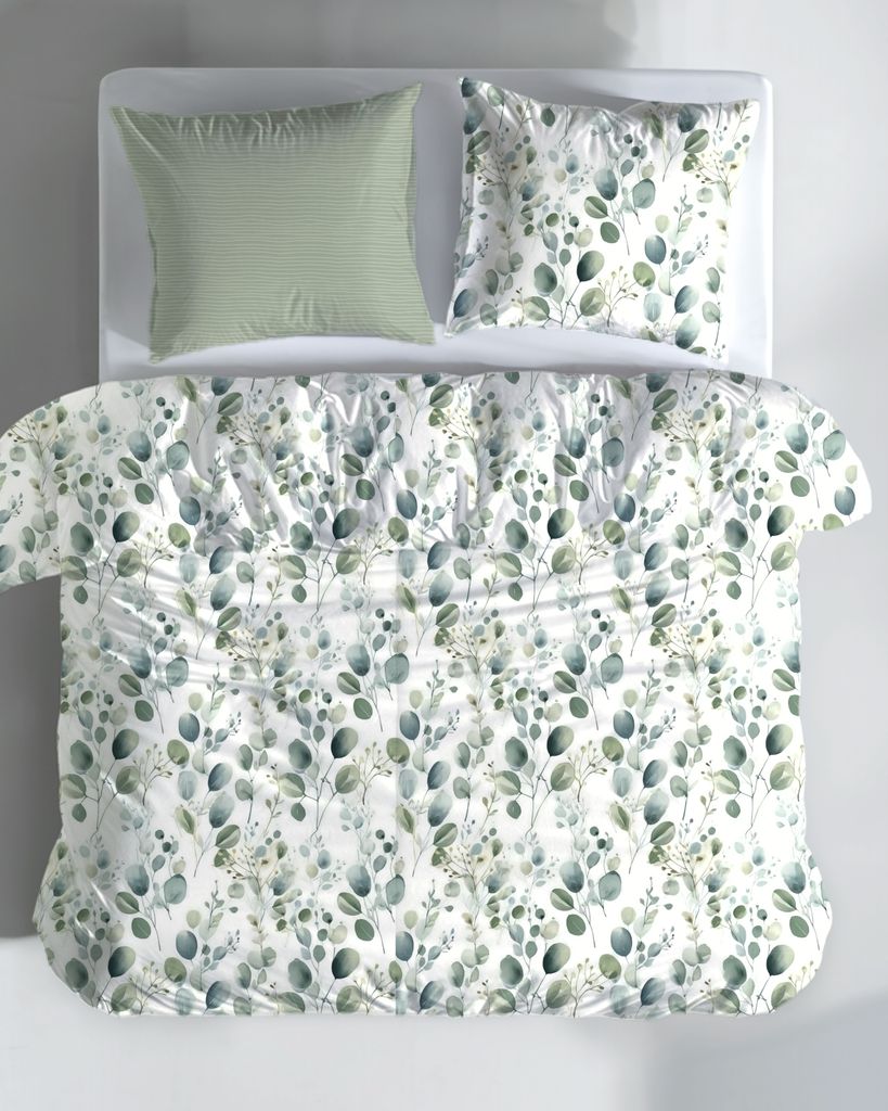 Bettwäsche Eukalyptus Dusty Green 155x220 + 80x80 cm , Produktbild 