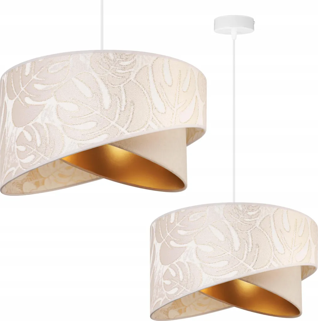 Light-Home Milan lampada a sospensione con paralume - Lampada da soffitto industriale - Lampada a sospensione in metallo con paralume in velluto - Beige Monserta, Bianco