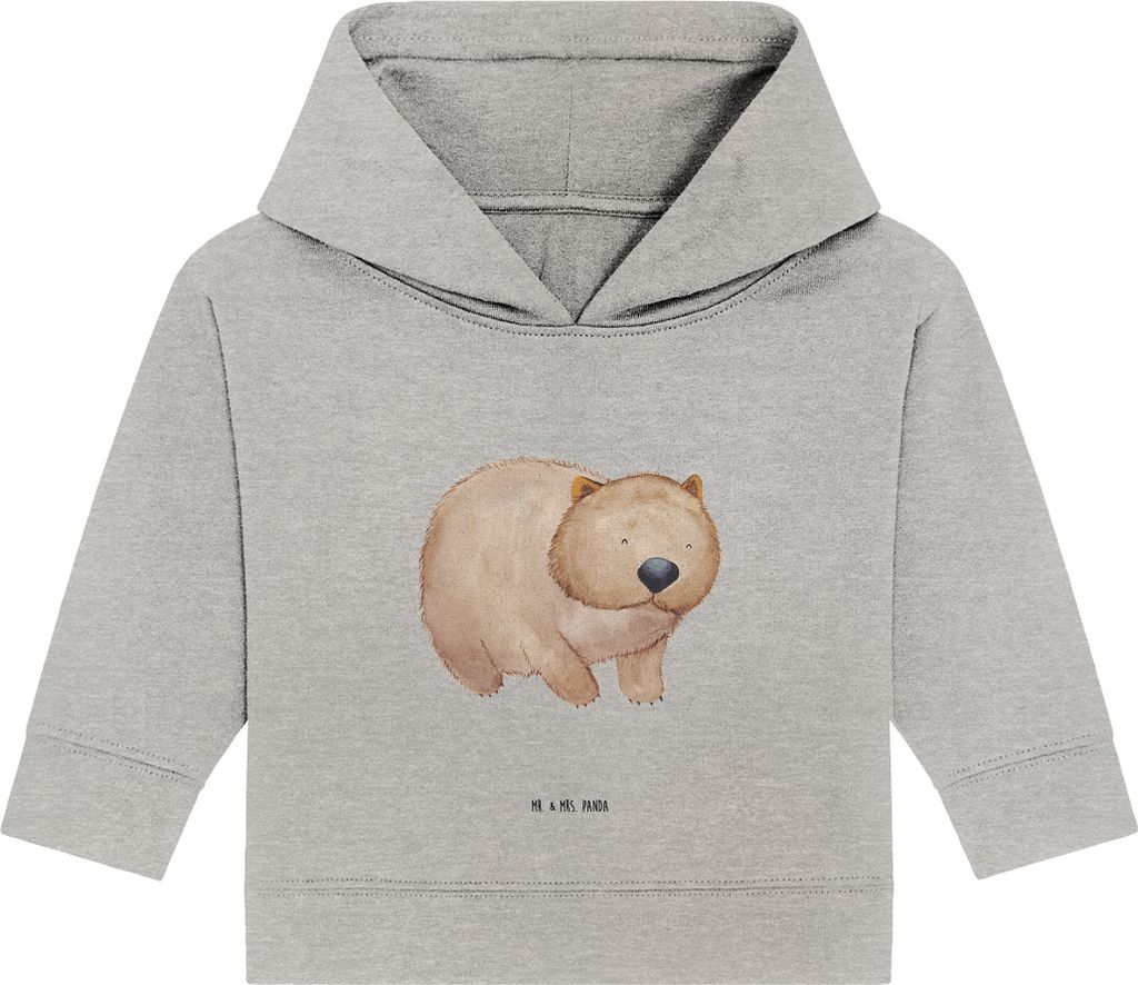 Mr. & Mrs. Panda Organic Baby Hoodie Wombat 12. - 18. Monat - Heather Grey - Geschenk, Kapuzensweatshirt, Australien, Lustige Sprüche, Motivation,...