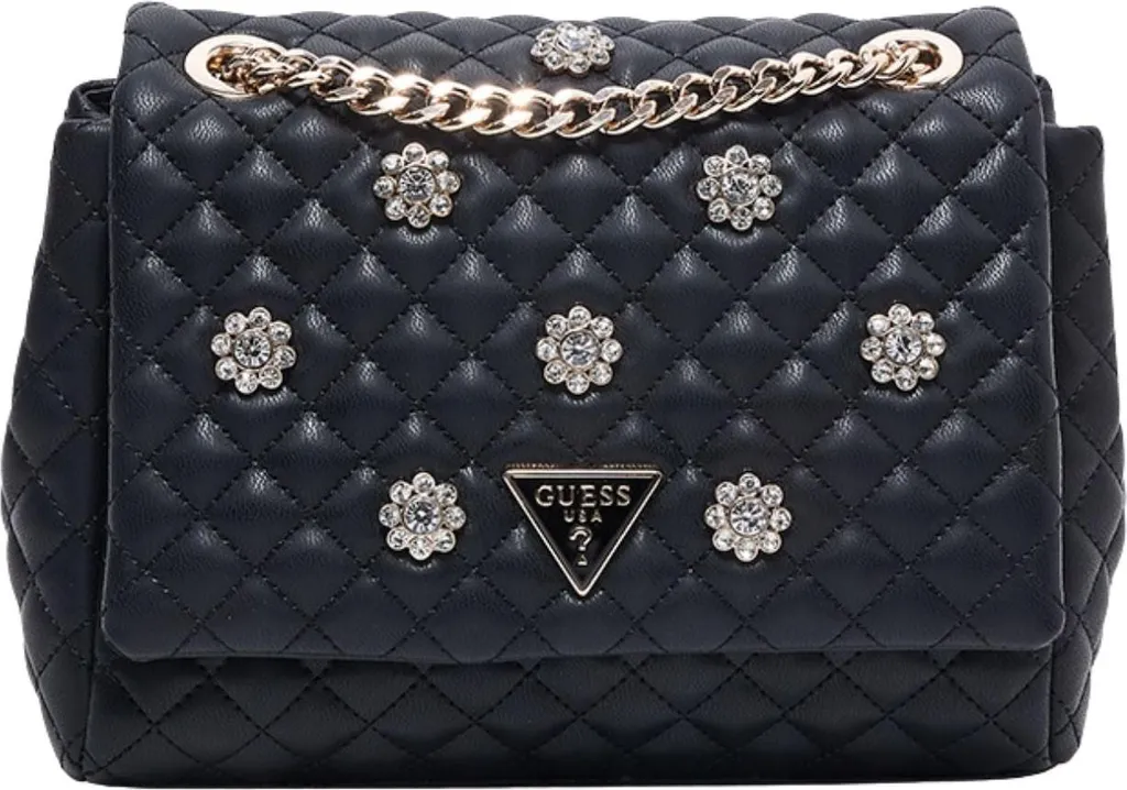 Guess Ever Flap Clutch Black : Pochette de Soirée Chic en Simili Cuir Noir