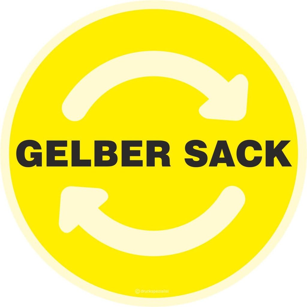 Wertstoffkennzeichnung GELBER SACK Aufkleber 20cm