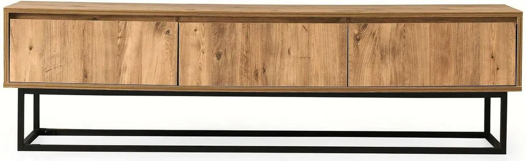 Banc TV en Bois avec Rangement 180 cm Ignazia Coloris Chêne Marron