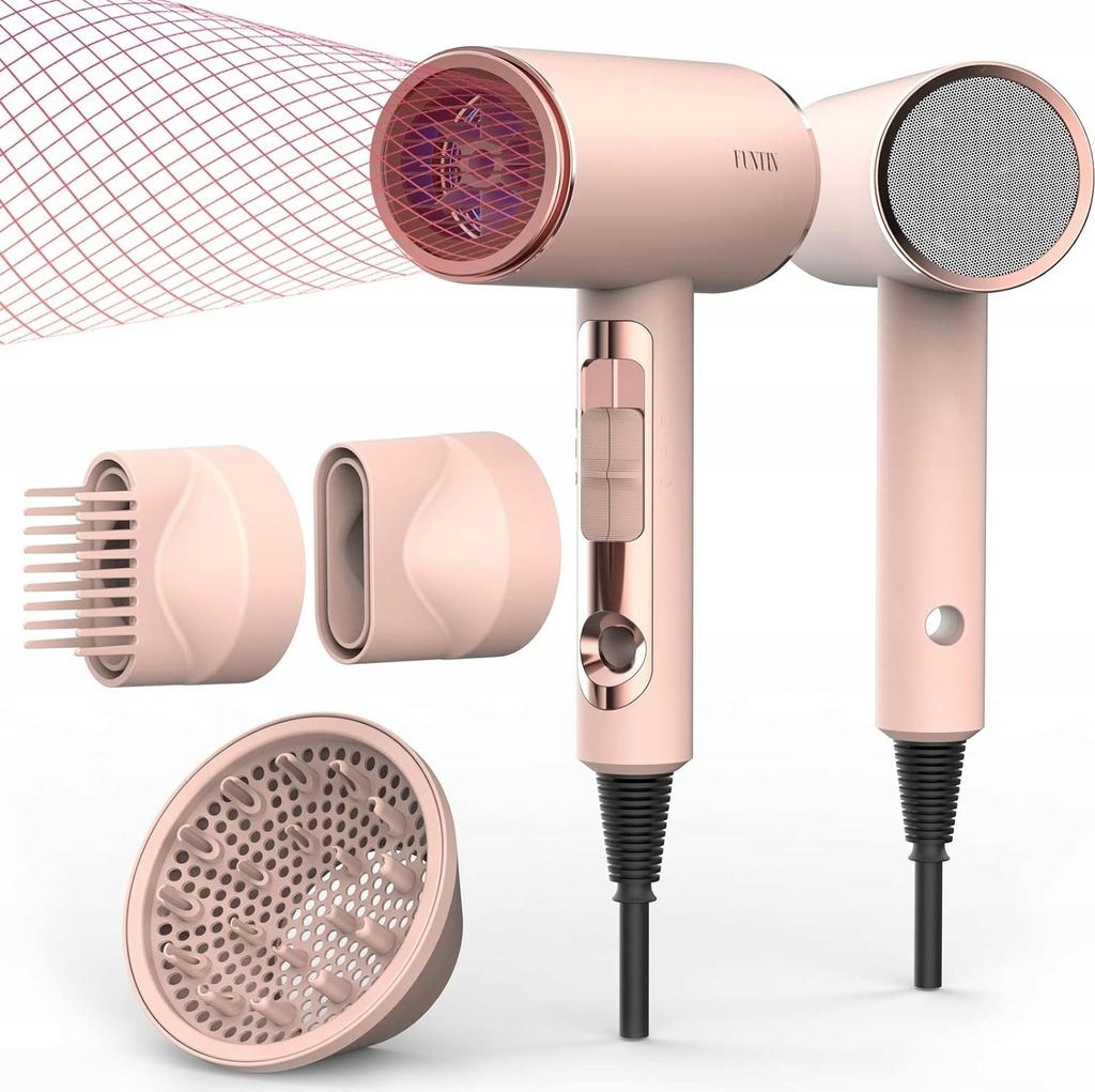 Leistungsstarke ionische Haartrockner 2200W +drei Spitzen FUNTIN rosa