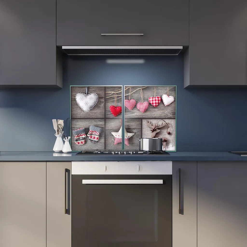 Copri Piano Cottura In Vetro Temperato A Forma Di Cuore – 80x52 Cm, Rosso, Multifunzione Per Induzione