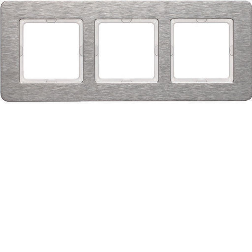 HAGER BERKER Q.7 Dreifachrahmen horizontal Edelstahl 10236083