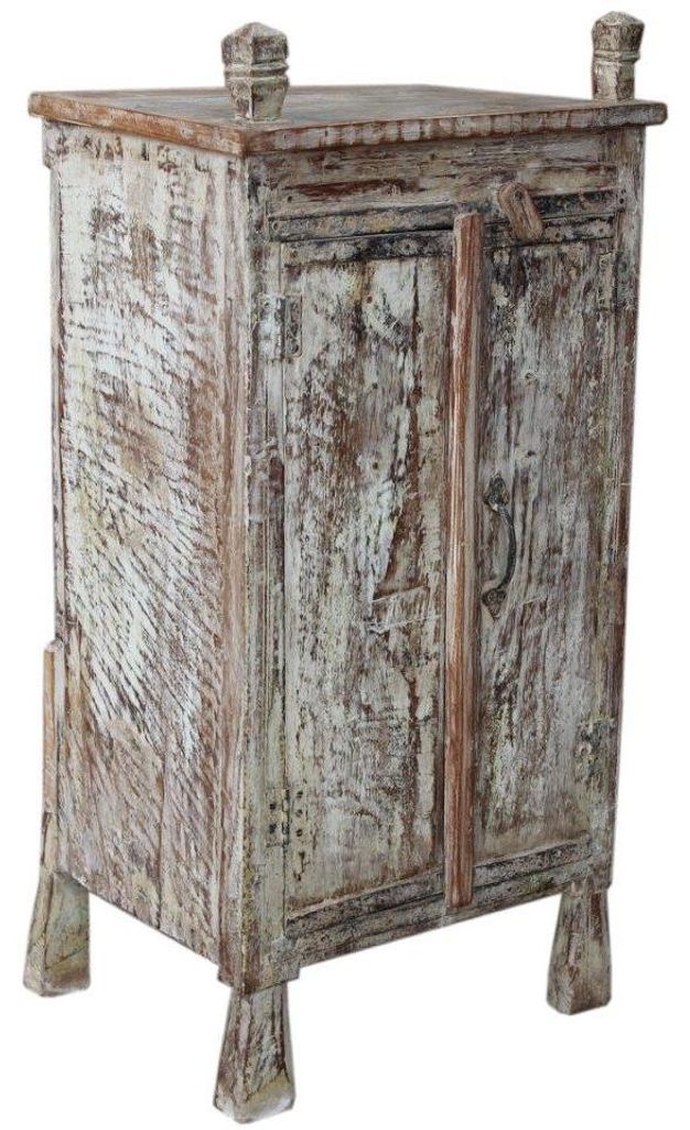Vintage Beistellschrank, Kommode, Nachttischschrank, Flurschrank - Modell 103, Weiß, Holz, 95*46*38 cm, Kleine Schränke