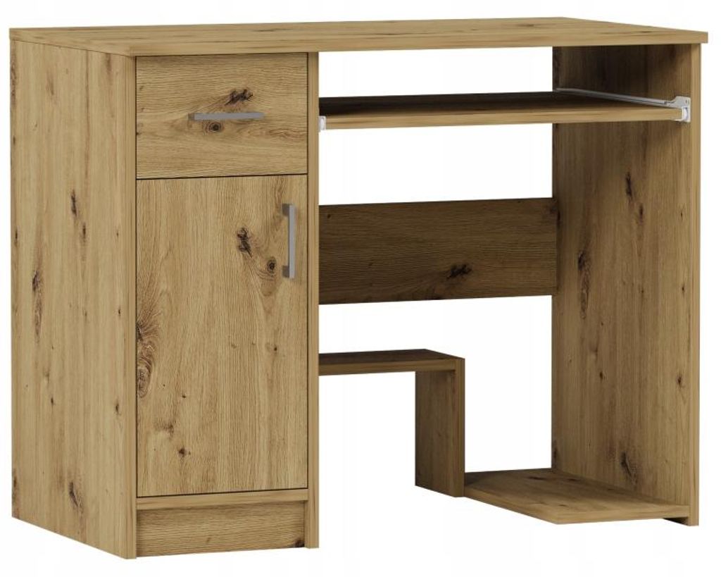 Framire kompakter Computerschreibtisch links 90 x 50 cm, Modell MODERN N10, Artisan Eiche