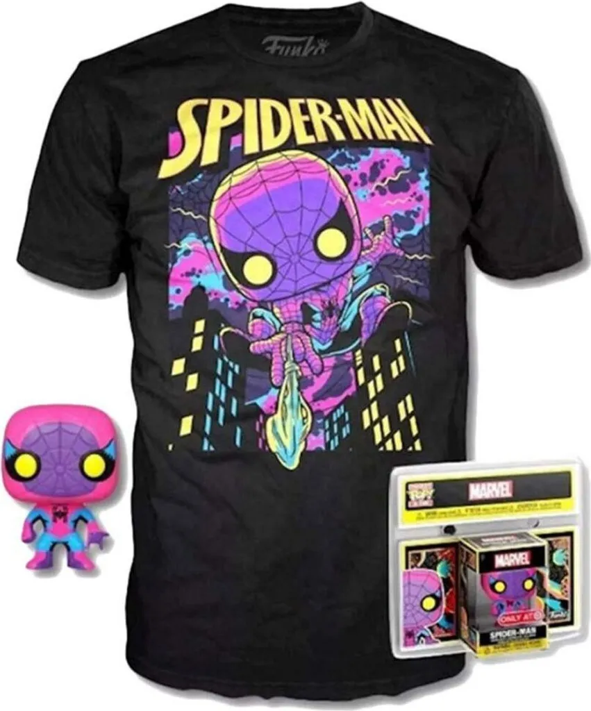 Funko Pop Spiderman avec T-shirt Multicolore Taille L - Pack Collector