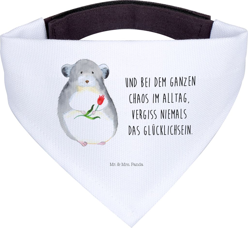 Mr. & Mrs. Panda Bandana Chinchilla Blume - Weiß - Geschenk, Dreieckstuch, Chinchillas, Chaos, Hunde Hals Tuch, Lustige Sprüche, traurig sein, Ha...