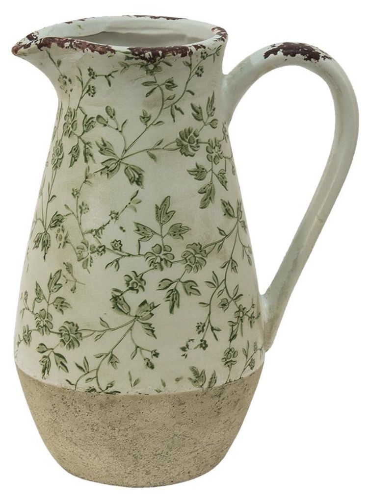 Clayre & Eef Dekoratívny džbán 20x14x25 cm Zelená keramika Obrázok produktu 