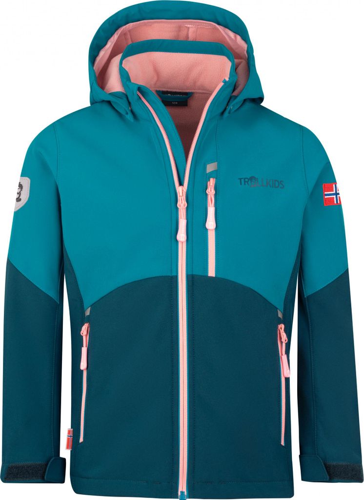 TROLLKIDS Girls Balestrand Mädchen Softshell Jacke mit abnehmbarer Kapuze blau 116